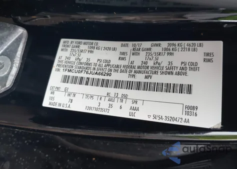 2018 Ford Escape S from USA, damaged, VIN 1FMCU0F76JUA66290
